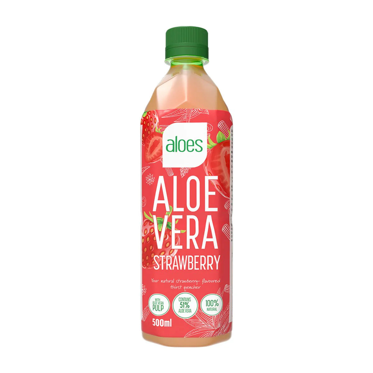 Aloes Aloe Vera, 500ml x 12stk, Strawberry