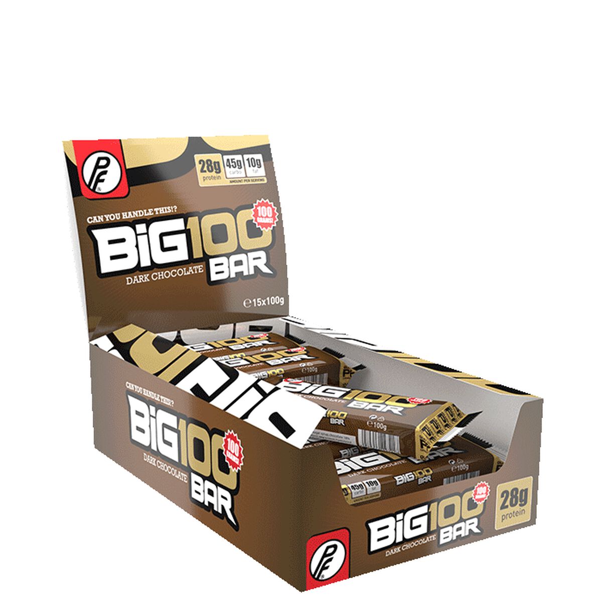 Proteinfabrikken Big 100 Proteinbar Mørk Sjokolade 15 x 100 g proteinbarer