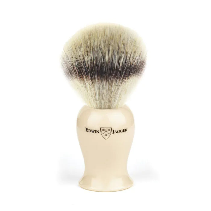 Edwin Jagger Imitation Ivory, Synthetic silver tip fibre shaving brush