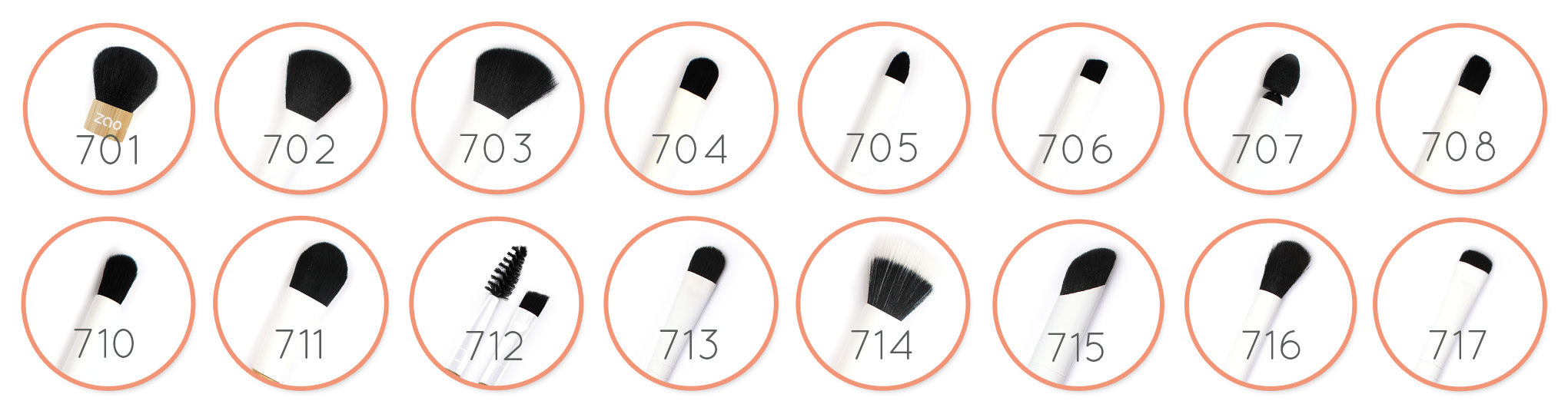 ZAO Makeup Brushes - 16 typer