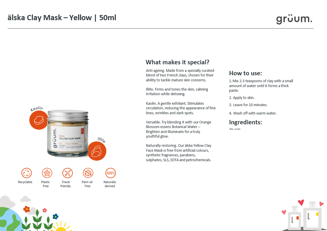 grüum älska Yellow Clay Face Mask-Ansiktsmaske-JKSHOP