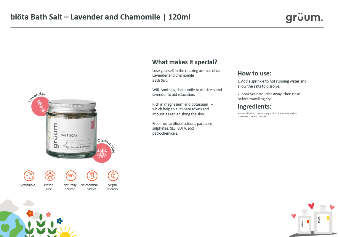 grüum blöta Salt Soak Lavender and Chamomile-Badesalt-JKSHOP