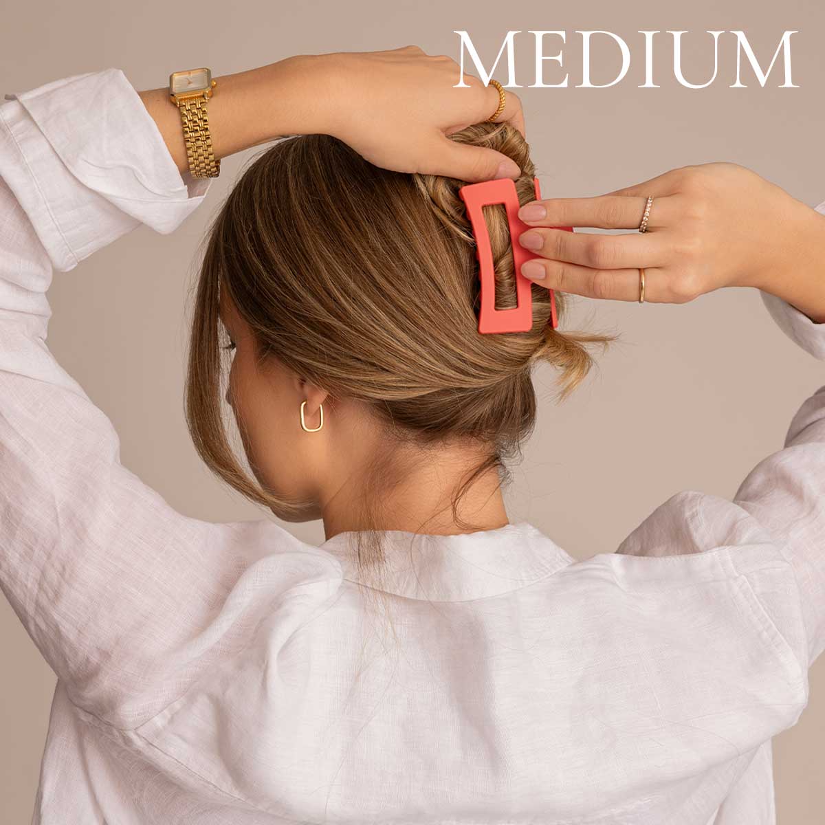 Léonie Items Hair Clip Medium i fargen Coral, bilde 2