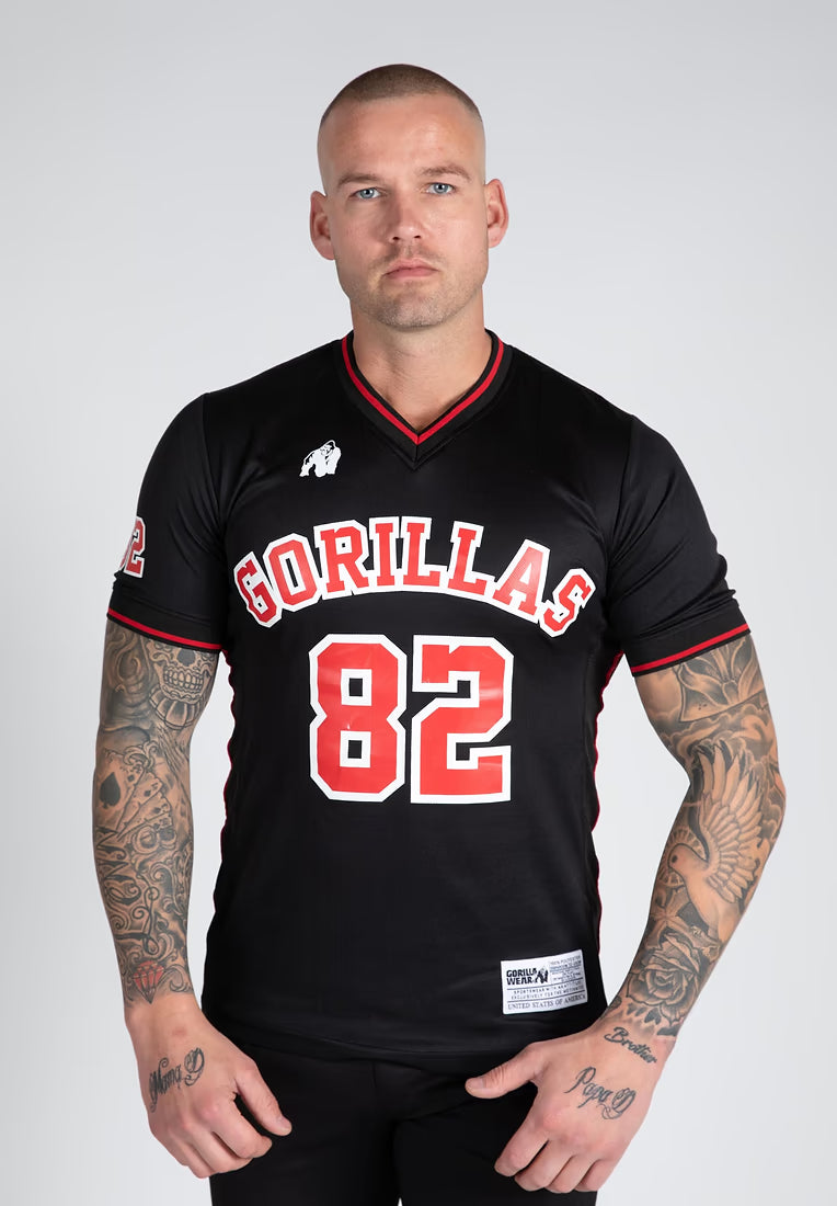 Gorilla Wear San Mateo T-Shirt, Black/Red, 4XL