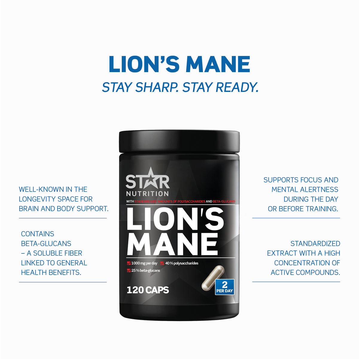 Star Nutrition Lion's Mane 120 kapsler bilde 3