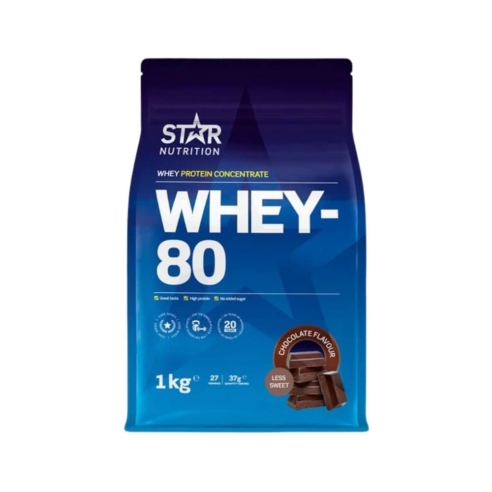 Star Nutrition Whey-80 Myseprotein 1 kg Chocolate (less sweet)