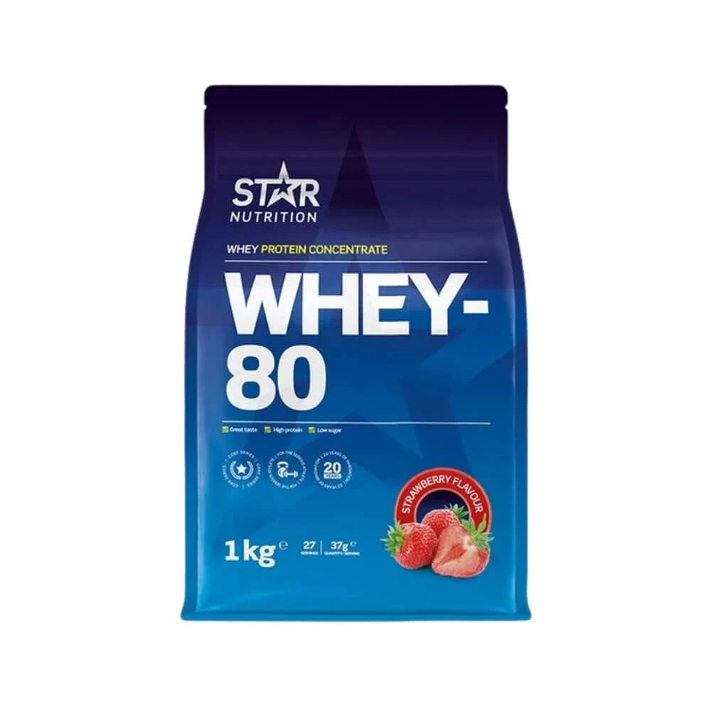 Star Nutrition Whey-80 Myseprotein 1 kg Strawberry