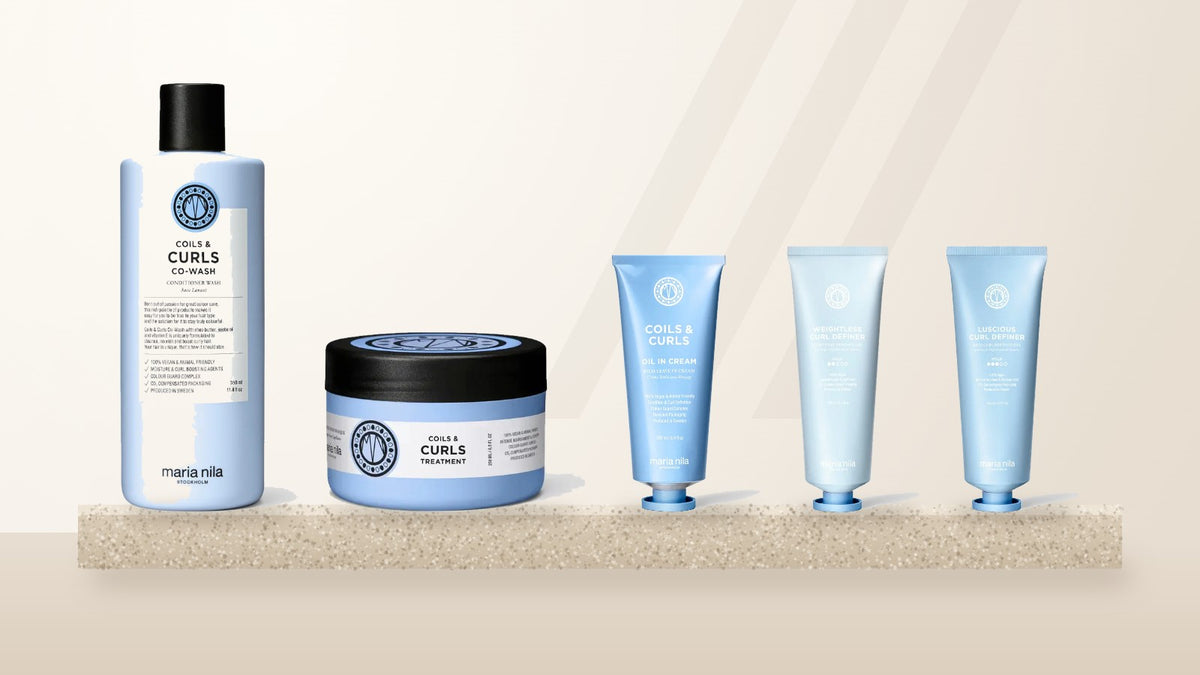 Maria Nila Coils & Curls krøllrutine med co-wash, hårkur, leave-in krem og krøllgel