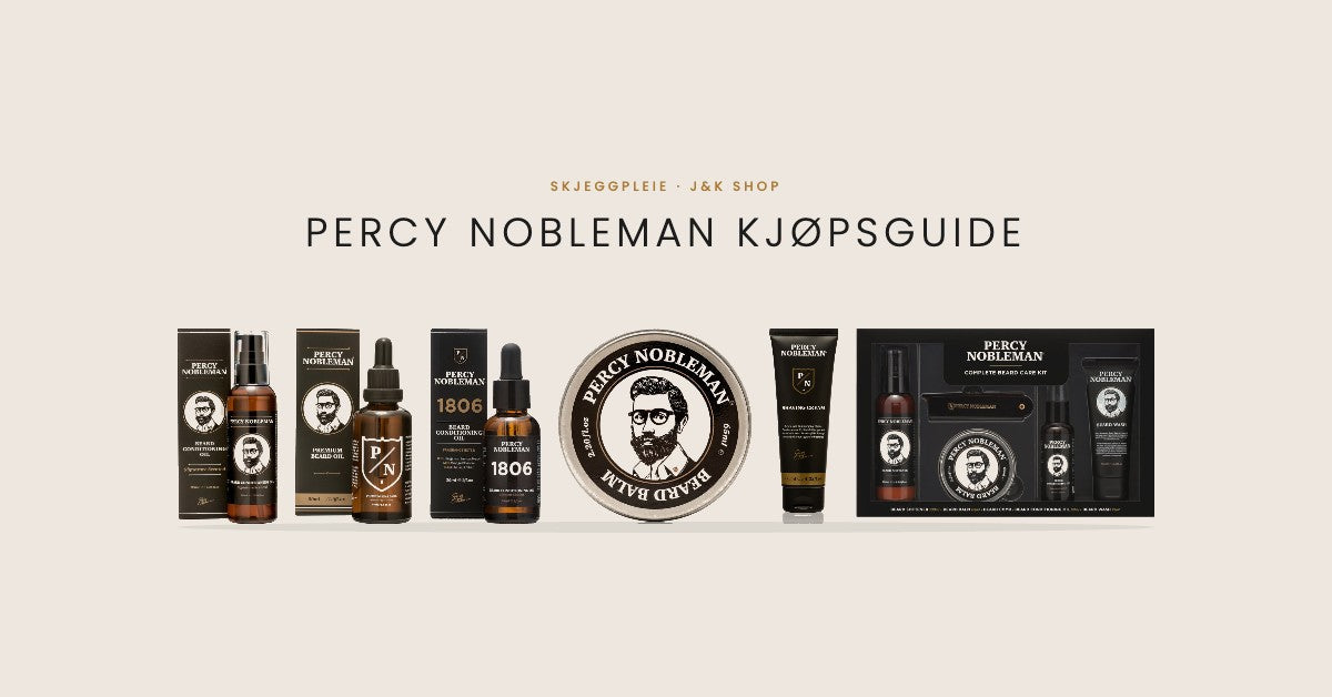 Percy Nobleman kjøpsguide: skjeggolje, balm, barbering og gavesett hos J&K Shop