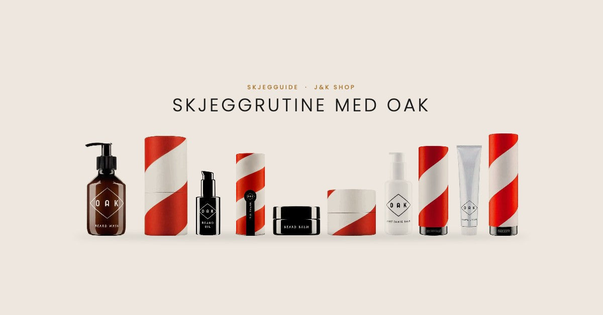 Oak skjeggpleie: skjeggsjampo, skjeggolje, Beard Balm, Post Shave Balm og barberkrem