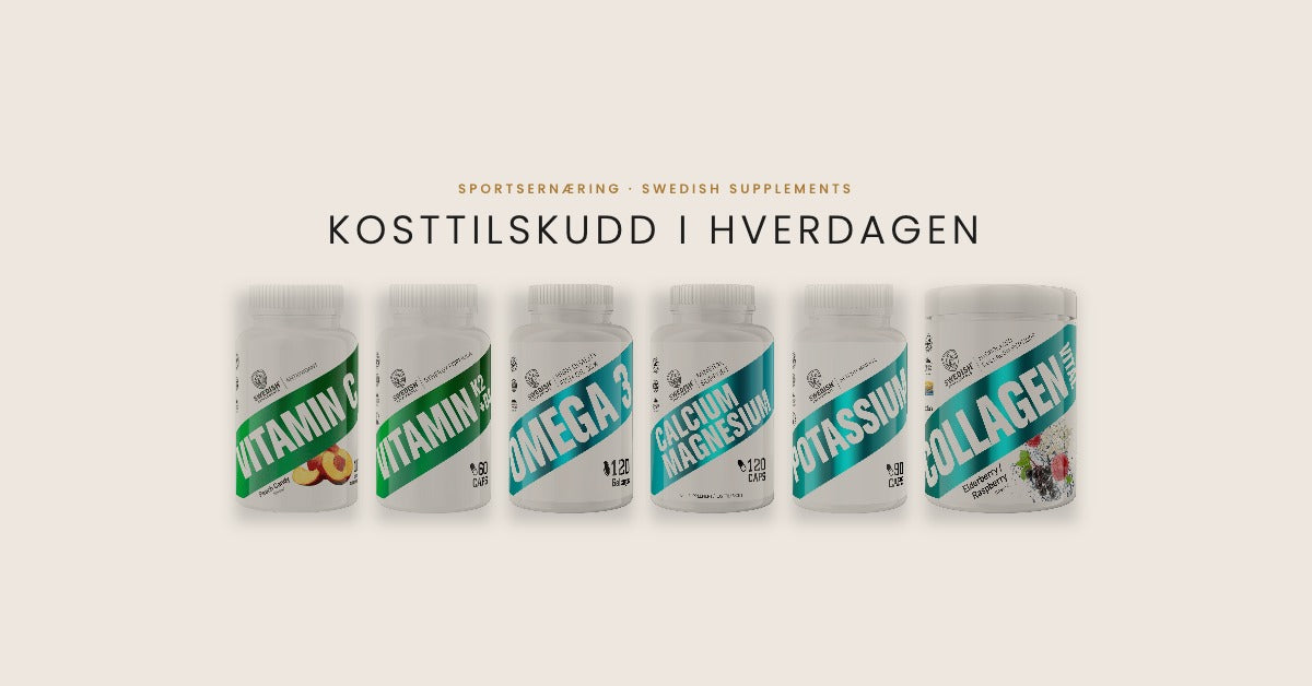 Swedish Supplements kosttilskudd i hverdagen: vitaminer, omega-3, kalsium og magnesium, kalium og kollagen