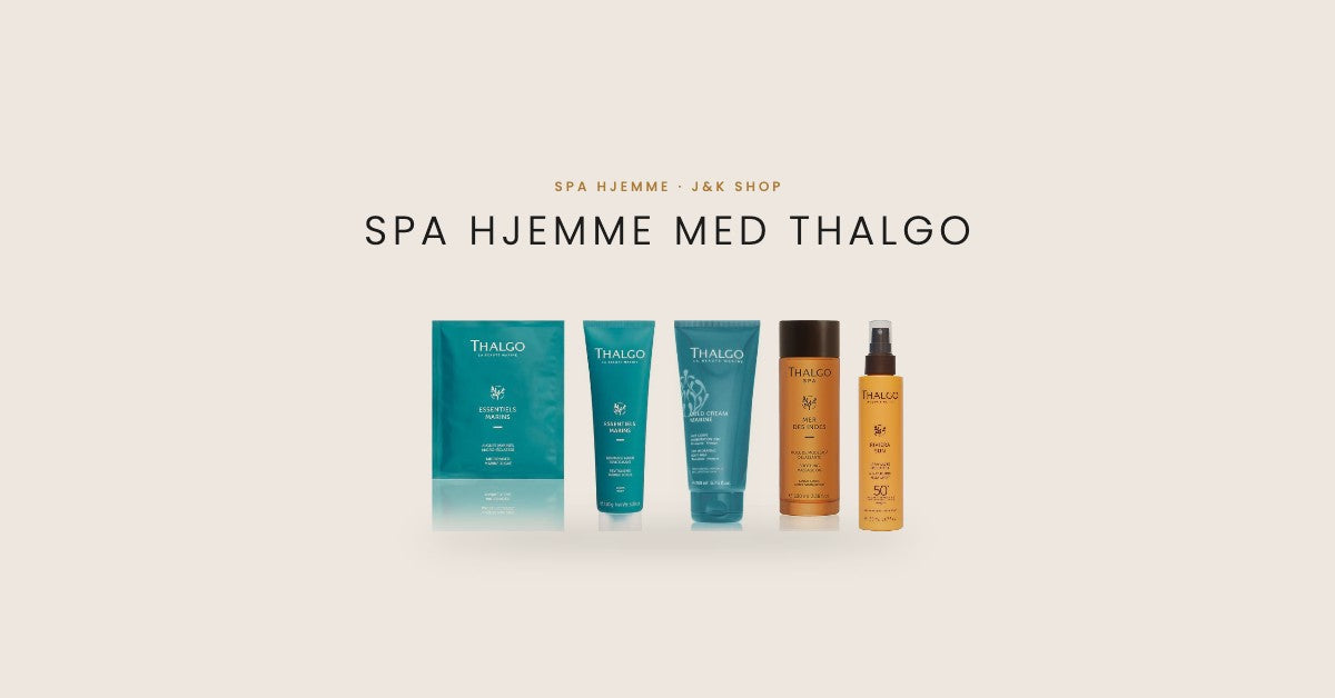 Thalgo spa hjemme: marin alge, kroppsskrubb, bodylotion, massasjeolje og solpleie