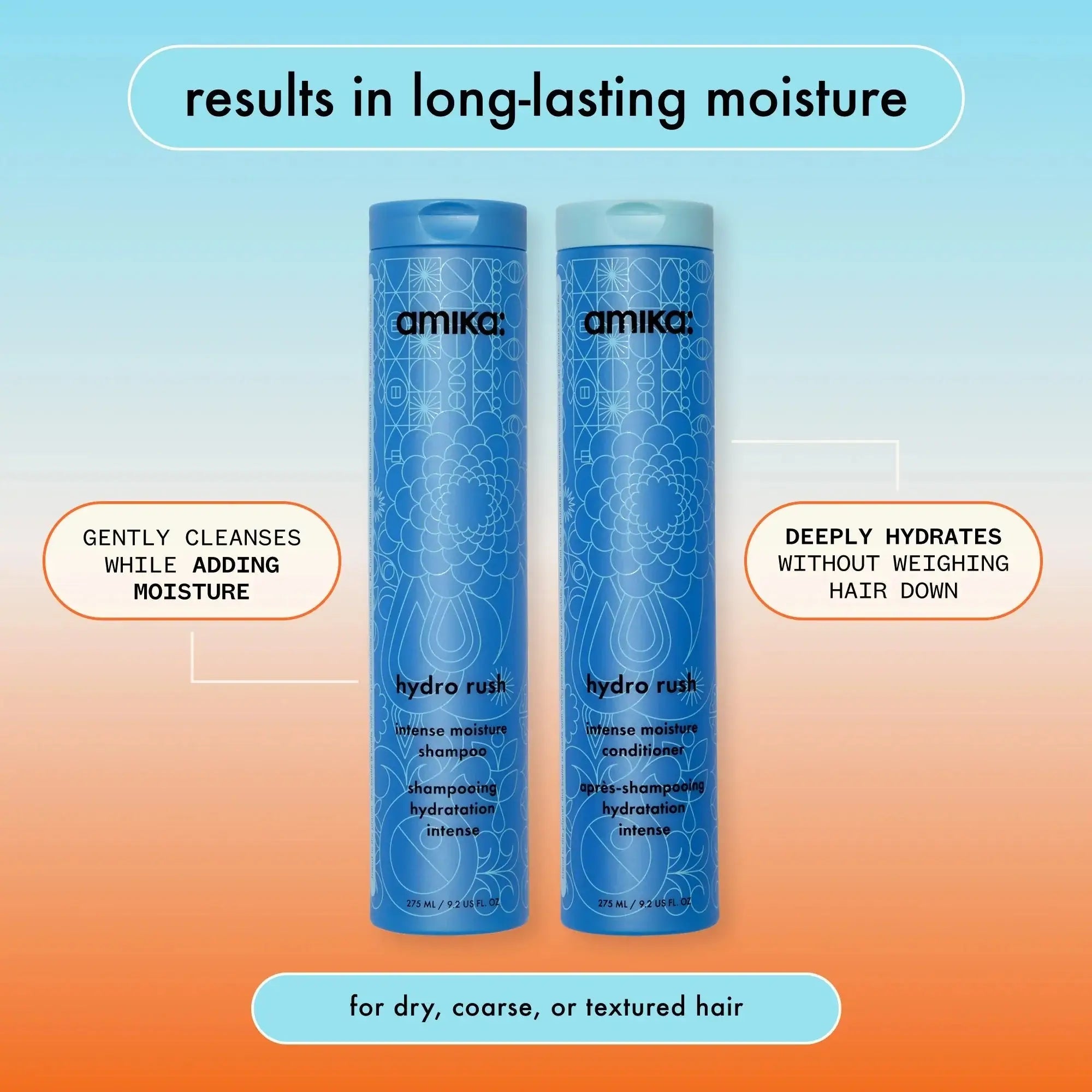 Amika Hydro Rush Intense Moisture Shampoo 1000ml - Sjampo - JK-Shop