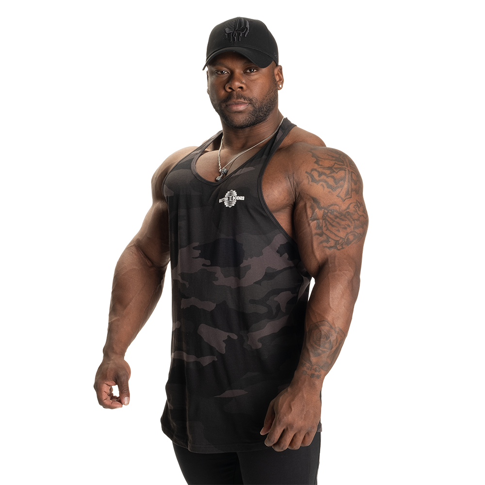 Better Bodies Essential T-back, Dark Camo V2, XL - Treningstrøyer - JK-Shop