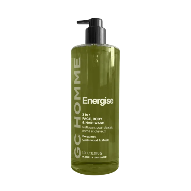 Boutique Homme Energise 3 in 1 Face, Body & Hair Wash 1l Bergamot & Cedarwood - Ansikt-, kropp- og hårvask - JK-Shop