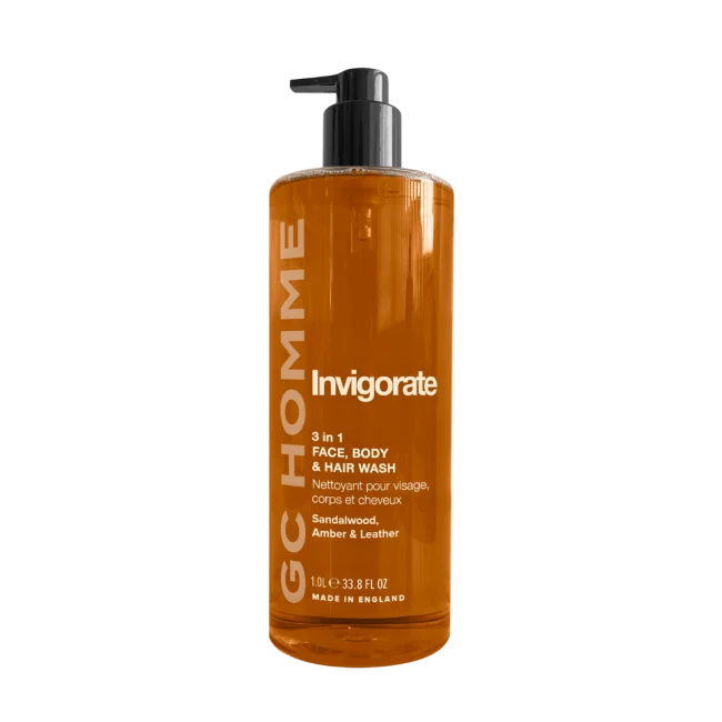 Boutique Homme Invigorate 3 in 1 Face, Body & Hair Wash 1l Sandalwood & Amber - Ansikt-, kropp- og hårvask - JK-Shop
