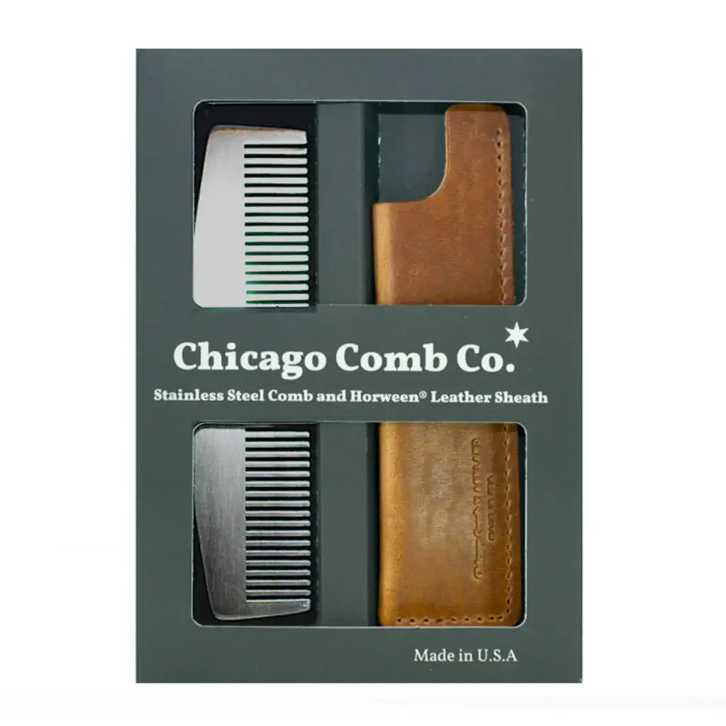 Chicago Comb, Giftbox Model No. 3 RVS + Etui-Hårstylingsett-Chicago Comb-JKSHOP