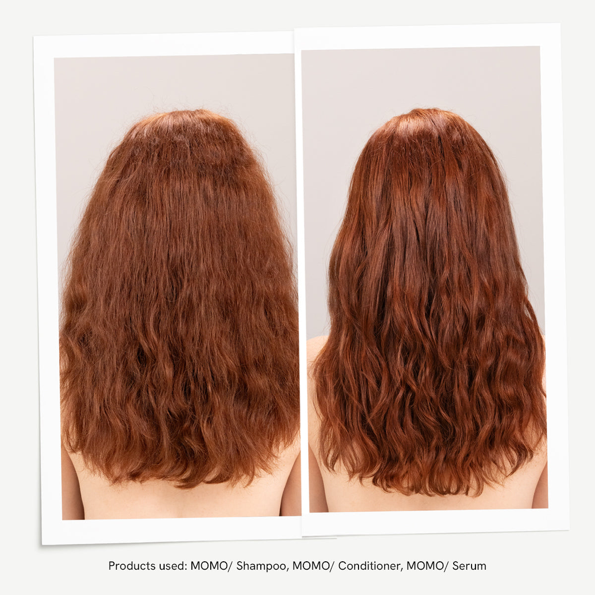 Før og etter med Davines Momo-rutinen fra Essential Haircare