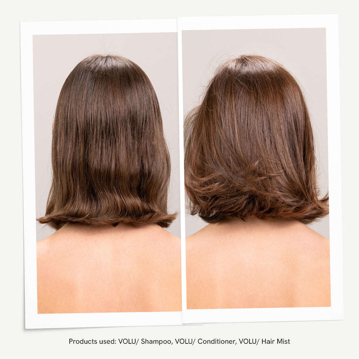 Før og etter med Davines Volu-rutinen fra Essential Haircare