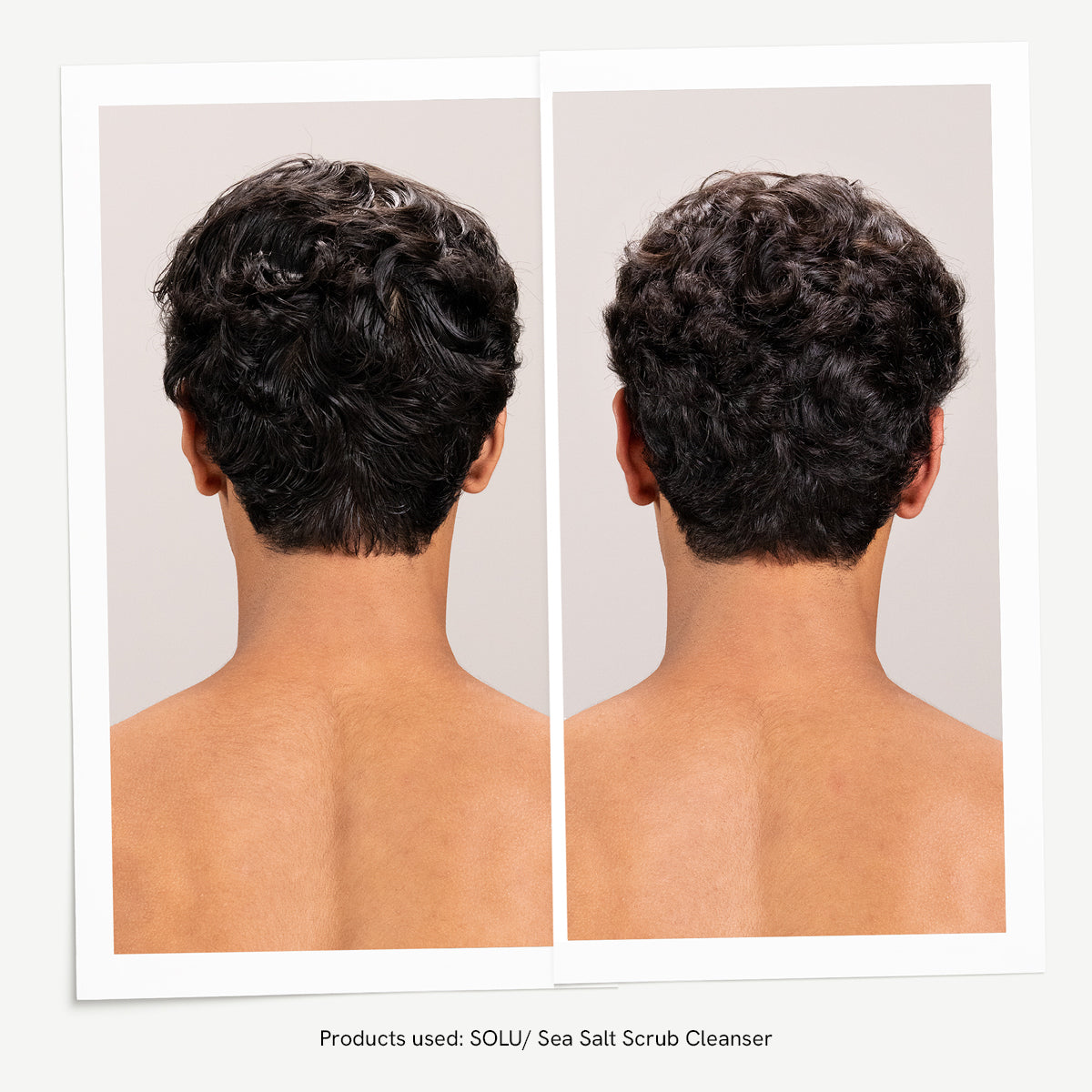 Før og etter med Davines Solu-rutinen fra Essential Haircare