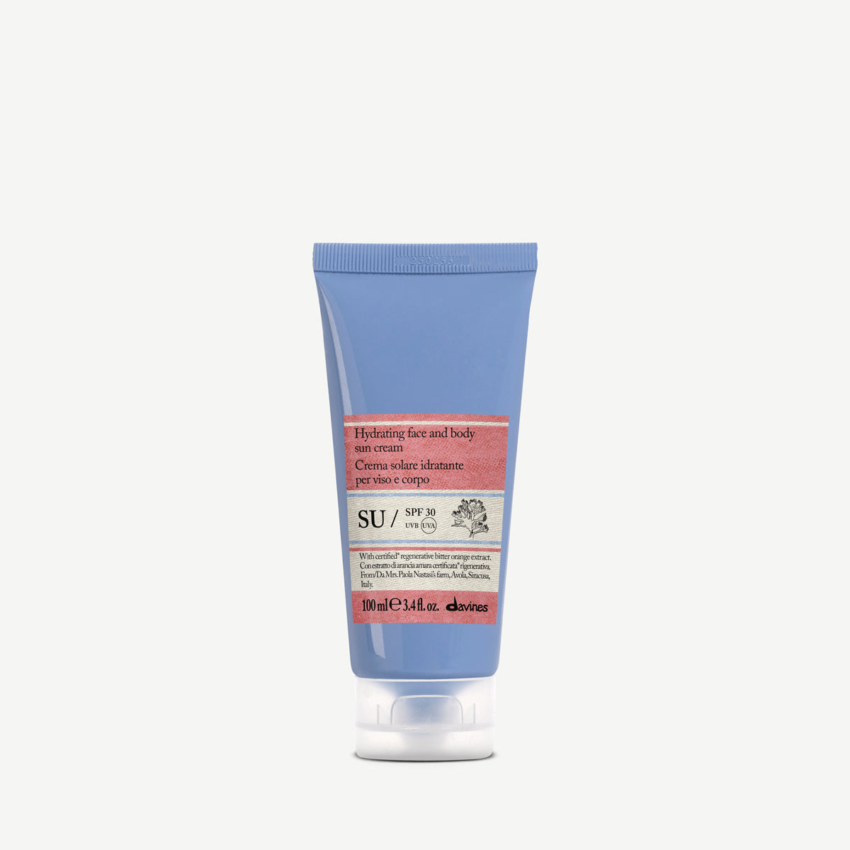 Davines SU SPF30 100 ml, fuktgivende solkrem med SPF 30 for ansikt og kropp