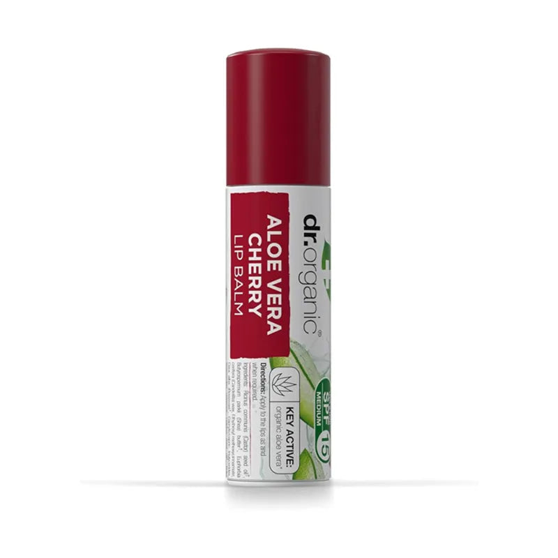 Dr. Organic, Aloe Vera Cherry Lip Balm SPF 15 5,7 ml - Leppepomade - JK-Shop