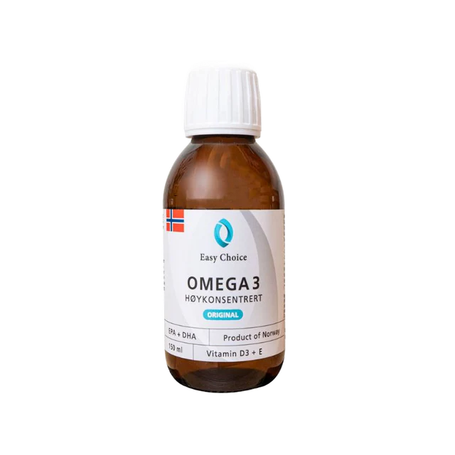 Easy Choice Flytende Høykonsentrert Omega 3 med tilstatt D3 og E - 150ml - Vitaminer & kosttilskudd - JK-Shop