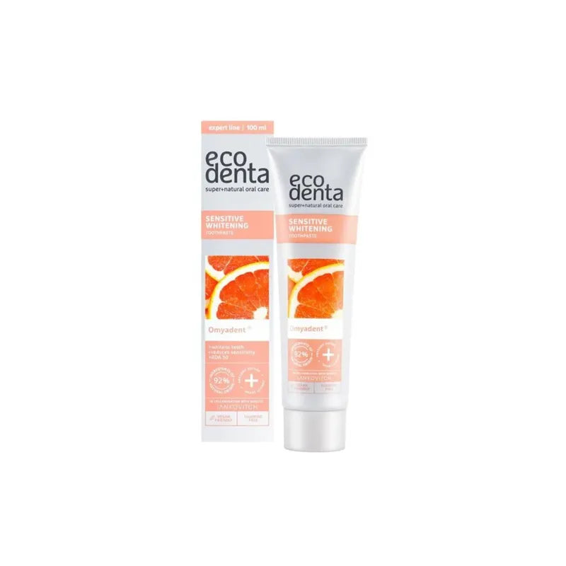 Ecodenta, Sensitive Whitening Tannkrem med Omyadent Uten Fluor 100 ml - Tannkrem - JK-Shop