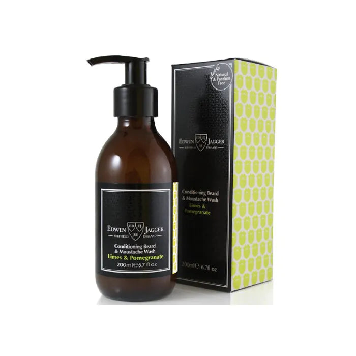 Edwin Jagger Conditioning Beard & Moustache Wash, Limes & Pomegranate, 200ml - Skjeggbalsam - JK-Shop