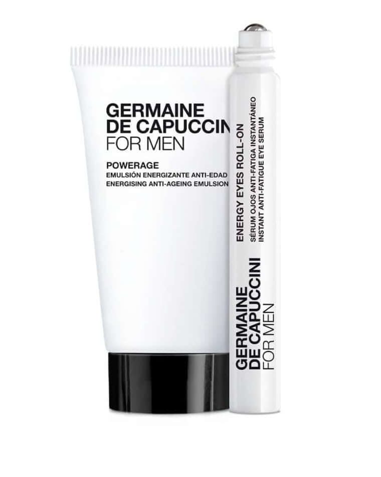 FOR MEN POWERAGE ENERGISING ANTI-AGE EMULSION & ENERGY EYES ROLL-ON KIT-Germaine de Capuccini-J&K Shop