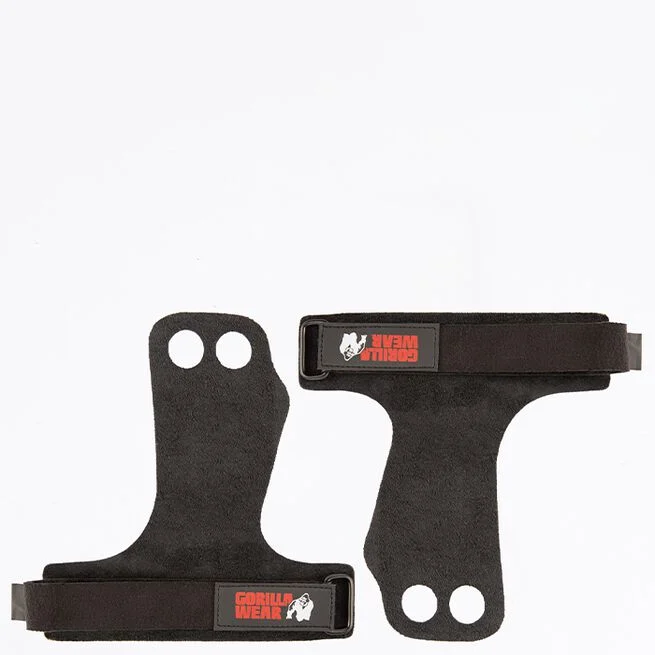 Gorilla Wear 2-Hole Leather Lifting Grips,, Black - Grep - JK-Shop