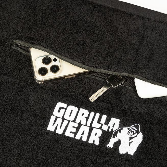 Gorilla Wear  Zip Pocket Gym Towel, Black GW - Accessoarer - JK-Shop
