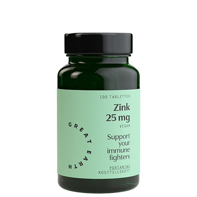 Great Earth Zink 25mg 100 tabletter - Mikronæringsstoffer - JK-Shop