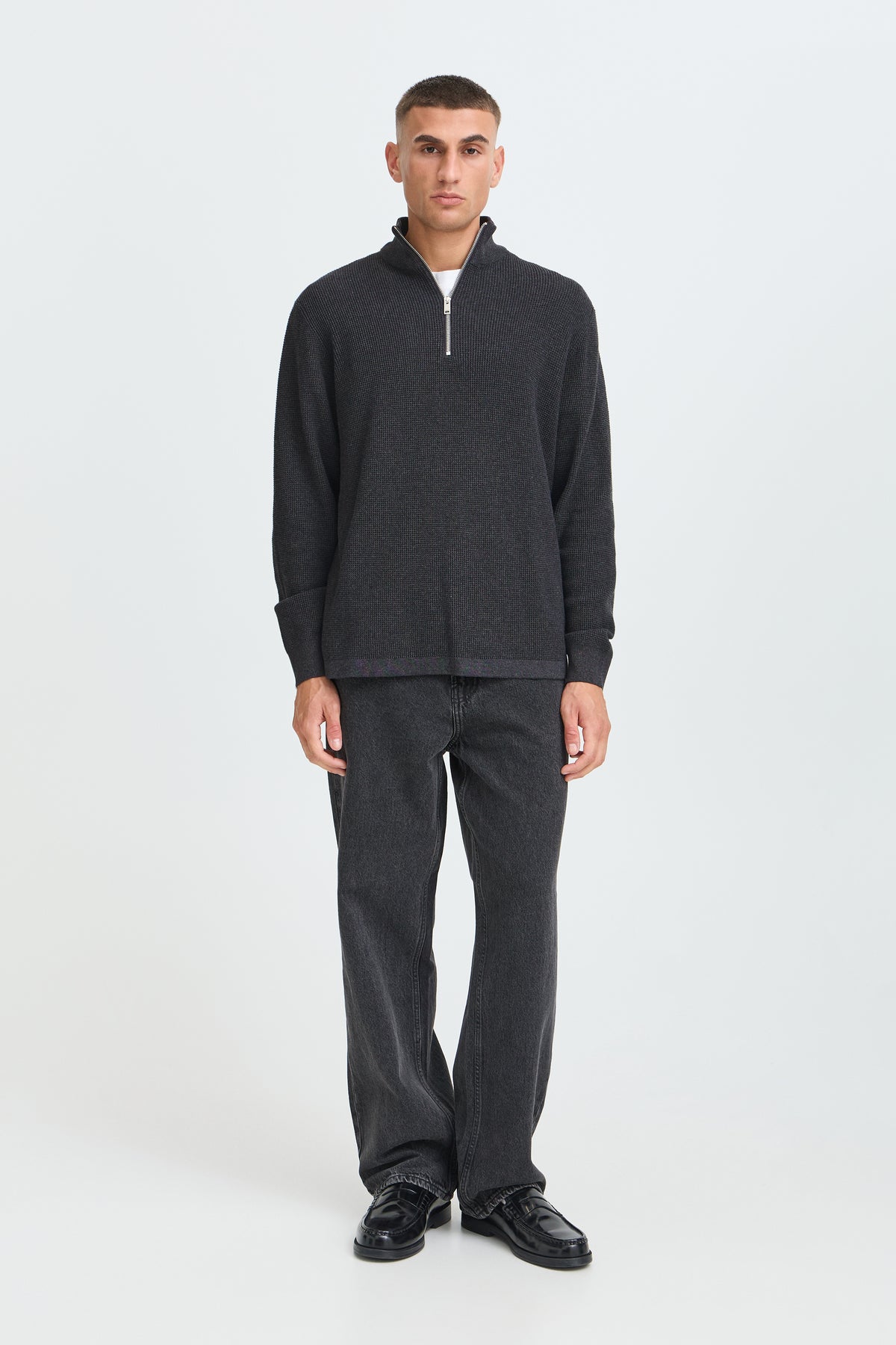 Solid Vian Halfzip Genser Regular Fit Dark Shadow Melange
