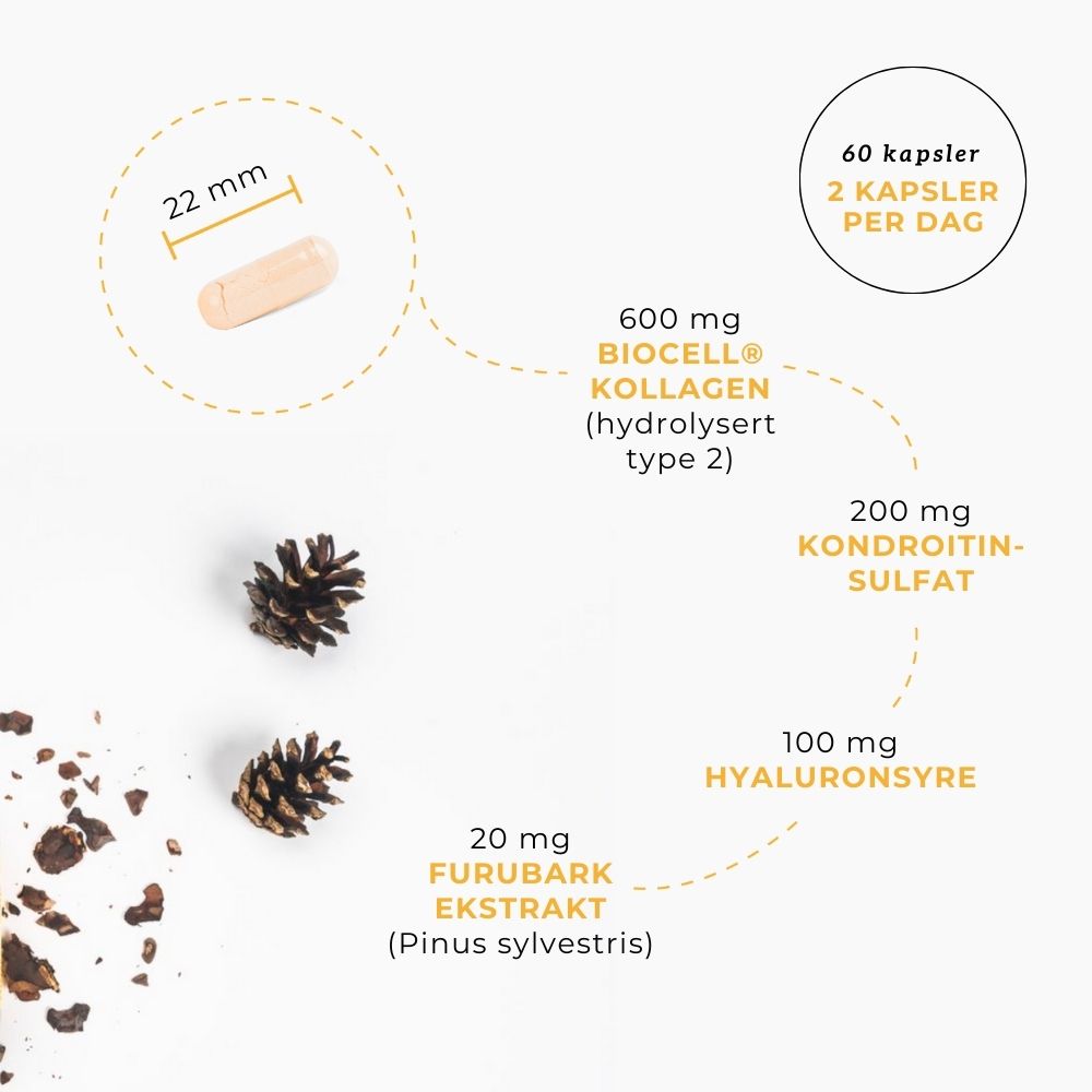 KOLLAGEN 2, HYALURONSYRE & FURUBARK - Vitaminer og kosttilskudd - JK-Shop