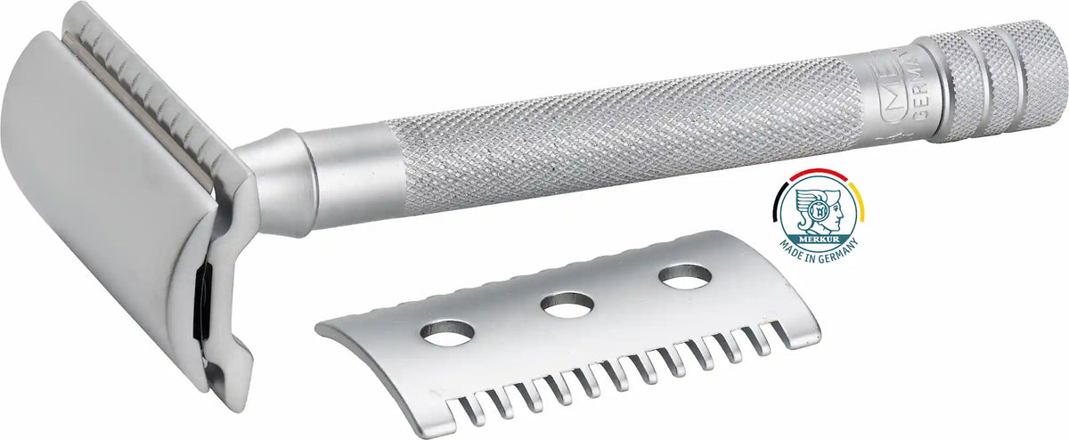 Merkur Barberhøvel 22C Matt krom med to kammer - Barberhøvel - JK-Shop