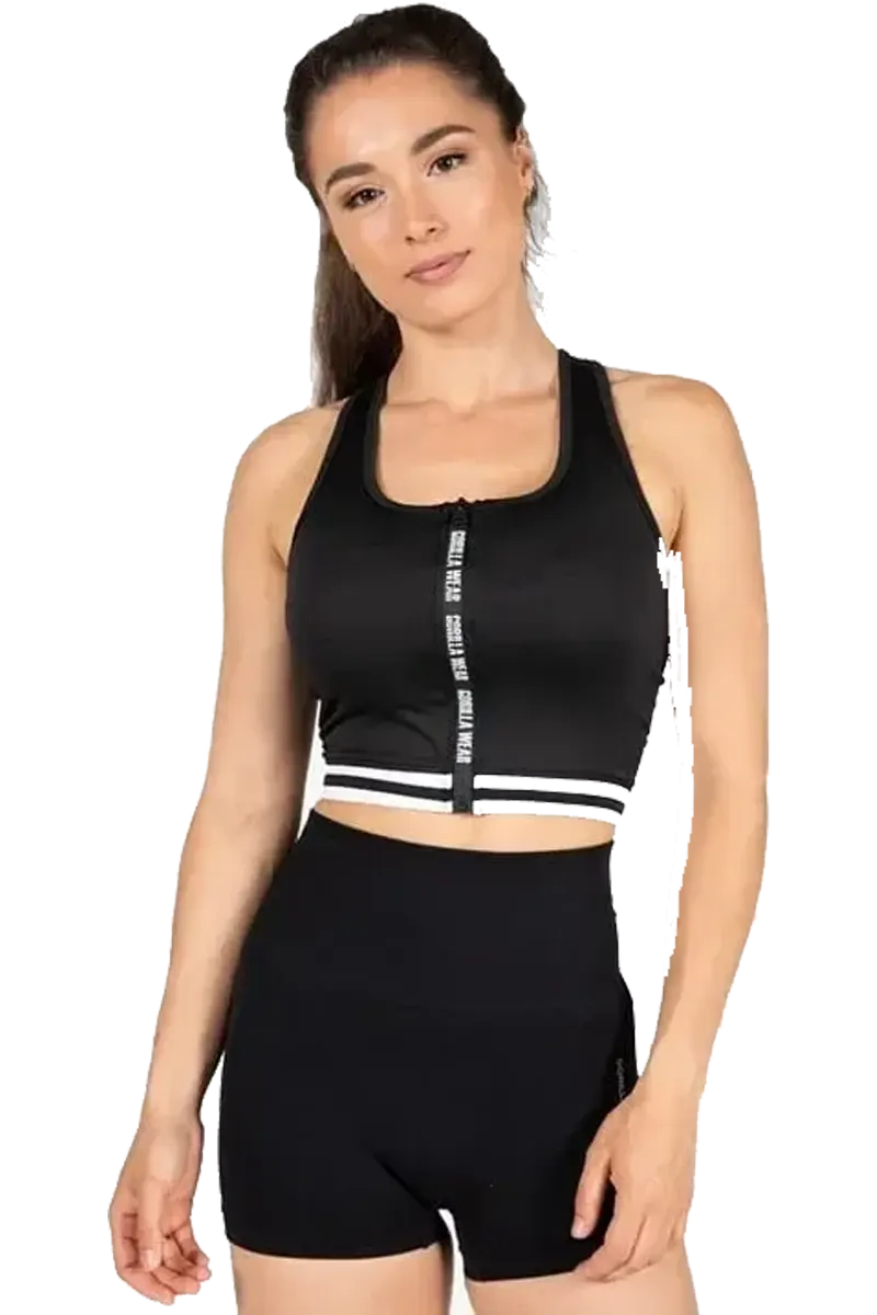Mesa Zip Front Crop Top, Black, GW - Treningstopp dame - JK-Shop