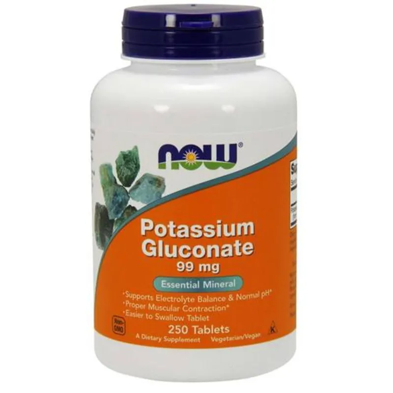 NOW POTASSIUM GLUCONATE 99 MG 250 TABS - Mikronæringsstoffer - JK-Shop
