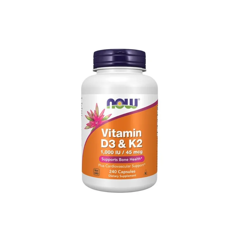 NOW VITAMIN D-3 & K-2 120 VCAPS - Vitaminer & kosttilskudd - JK-Shop