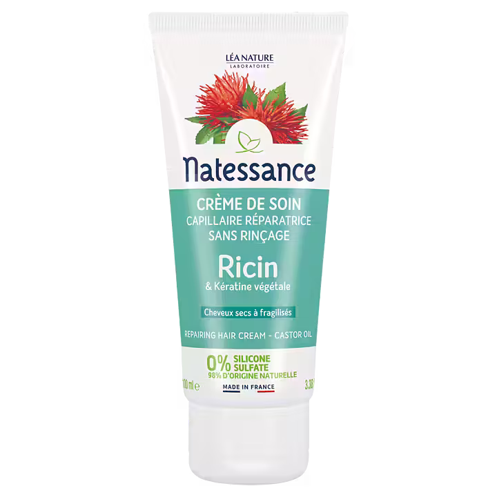Natessance Repairing Hair Cream - Castor Oil & Plant Keratin, 100 ml - Hårkremer - JK-Shop