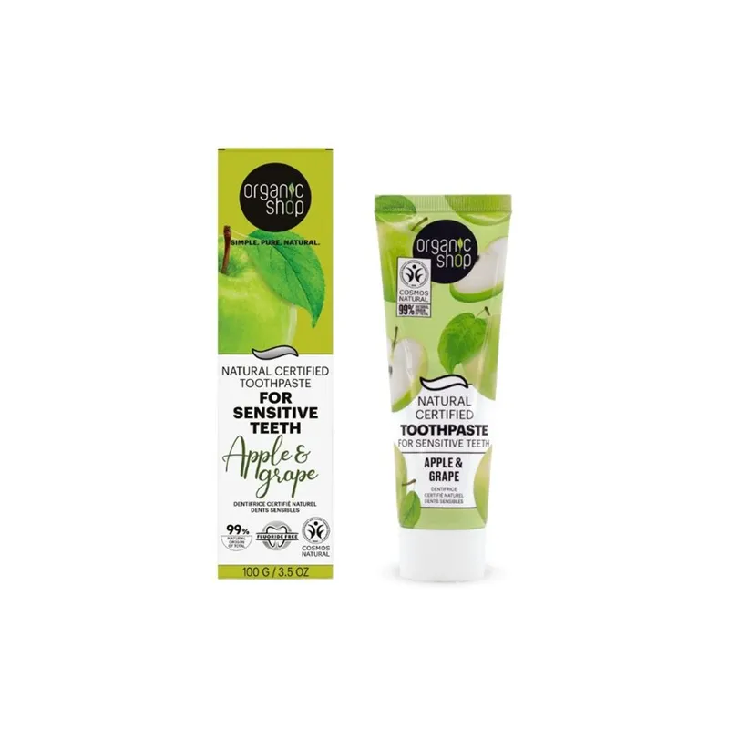 ORGANIC SHOP APPLE & GRAPE TOOTHPASTE SENSITIVE TEETH 100G - Tannkrem - JK-Shop
