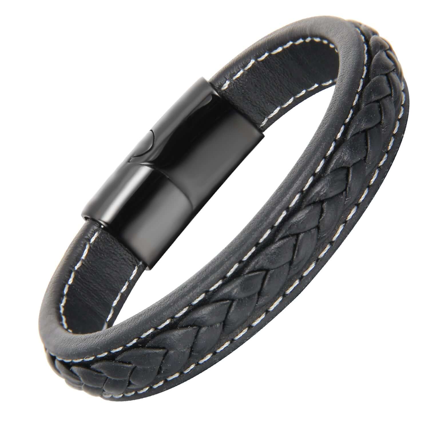 Obsidian Magnetico - Elegant Lærarmbånd - Armbånd - JK-Shop