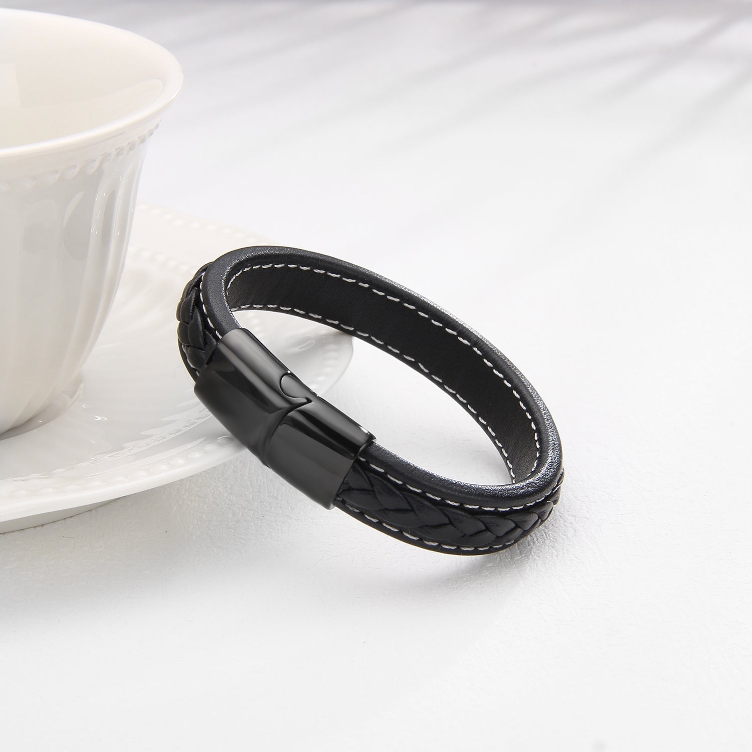 Obsidian Magnetico - Elegant Lærarmbånd - Armbånd - JK-Shop