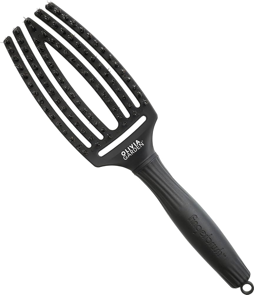 Olivia Garden Finger Brush Boar & Nylon Full Black M - Hårbørste - JK-Shop