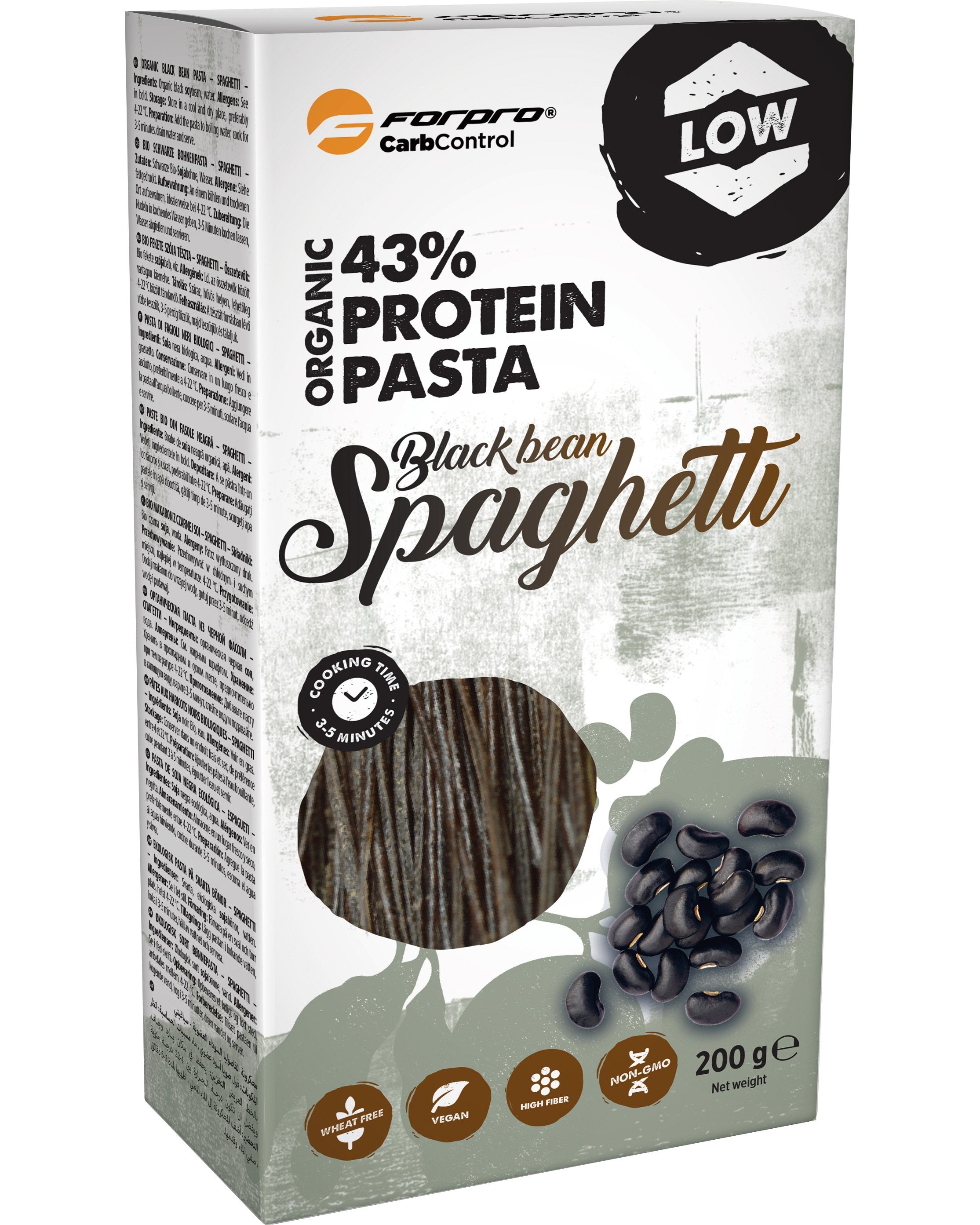 Forpro 43% Protein Pasta, 200g, Black Bean Spaghetti