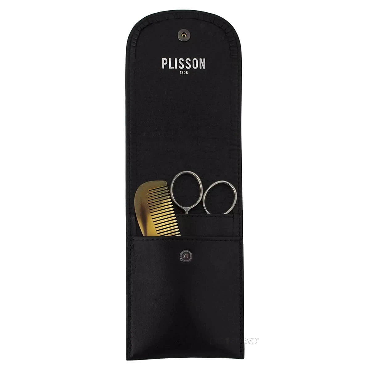 Plisson, Beard Care Kit with Scissors and Comb- Black Leather