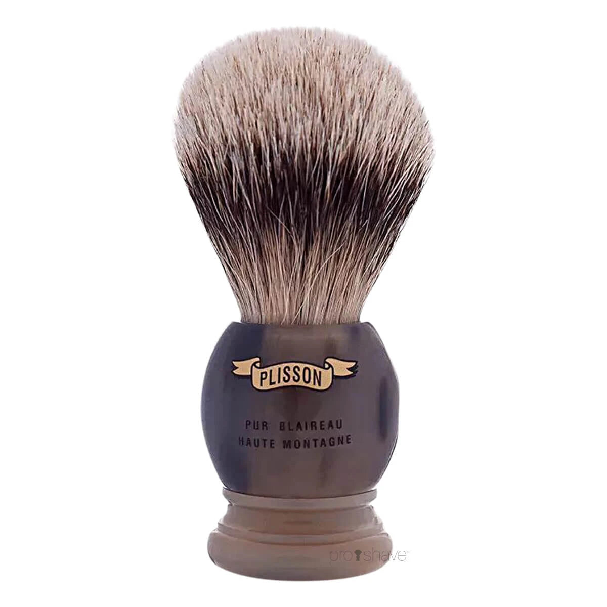 Plisson Shaving Brush, High Mountain White Badger & Genuine Horn-Size 12