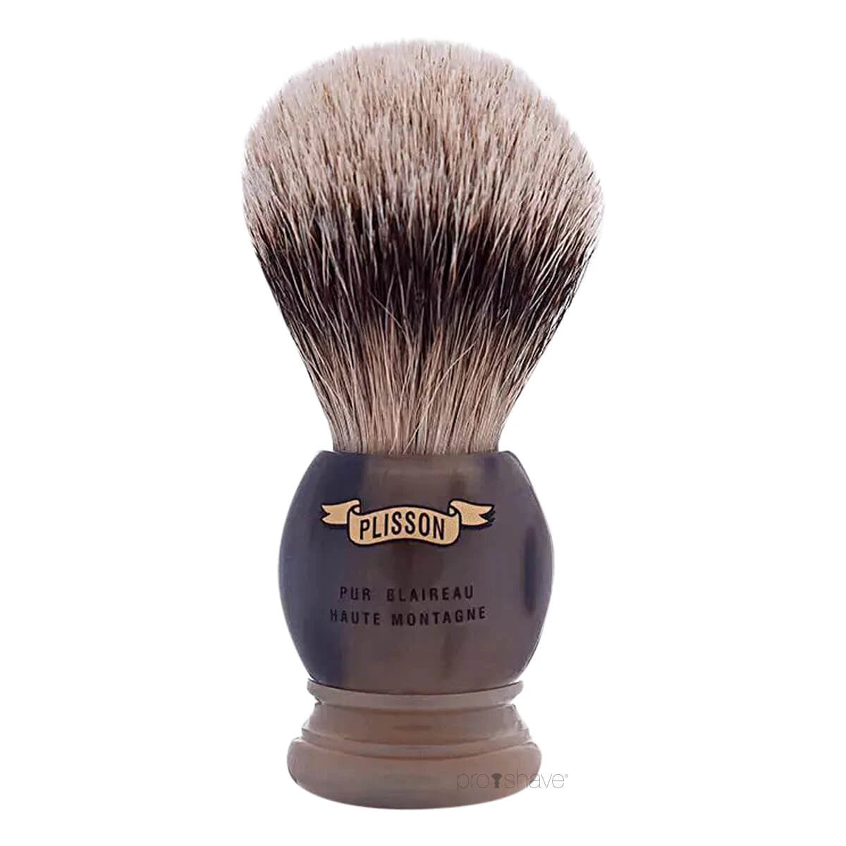 Plisson Shaving Brush, High Mountain White Badger & Genuine Horn- Size 18