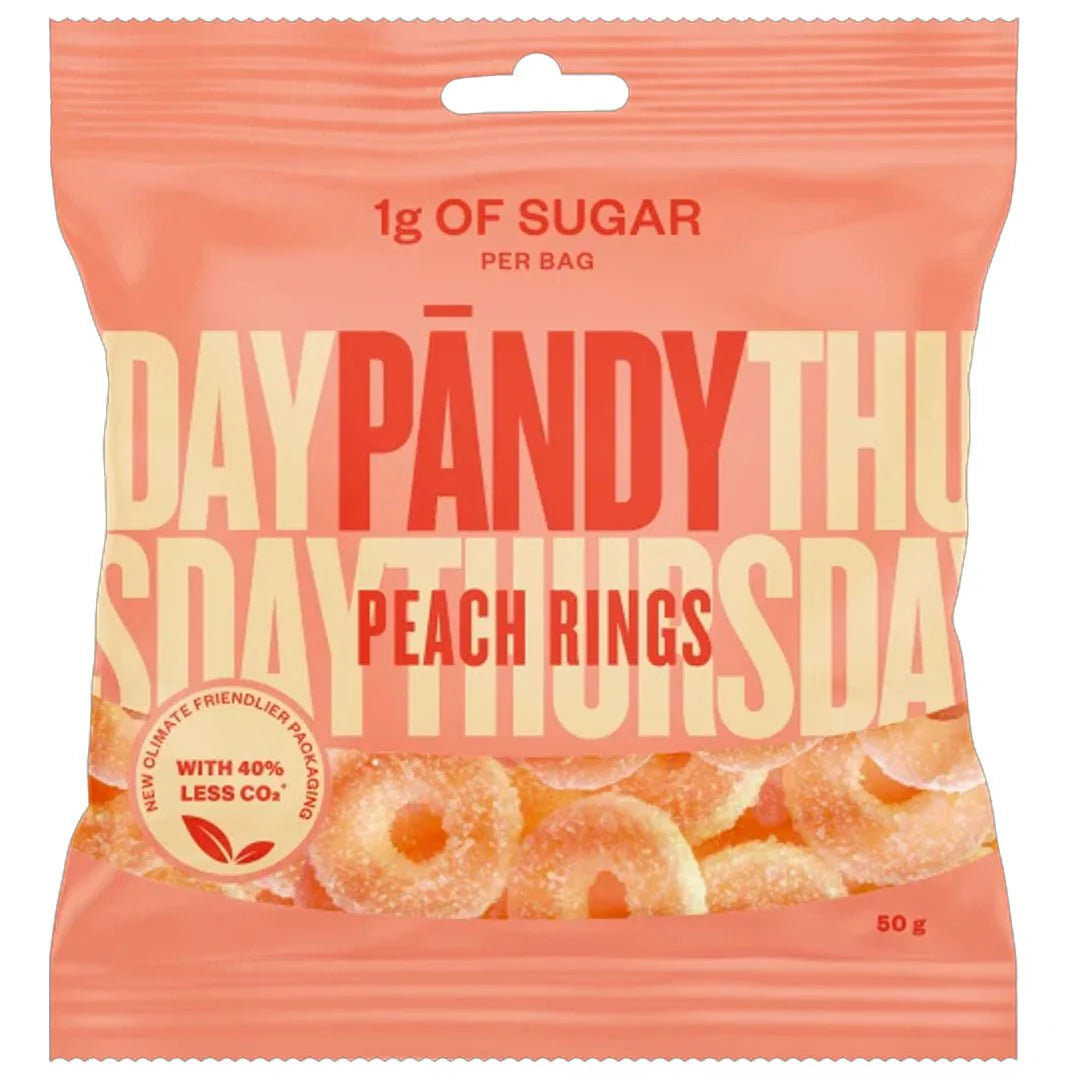 Pandy Candy, 50g x 14stk, Peach Rings (Copy) - Sukkerredusert godteri - JK-Shop