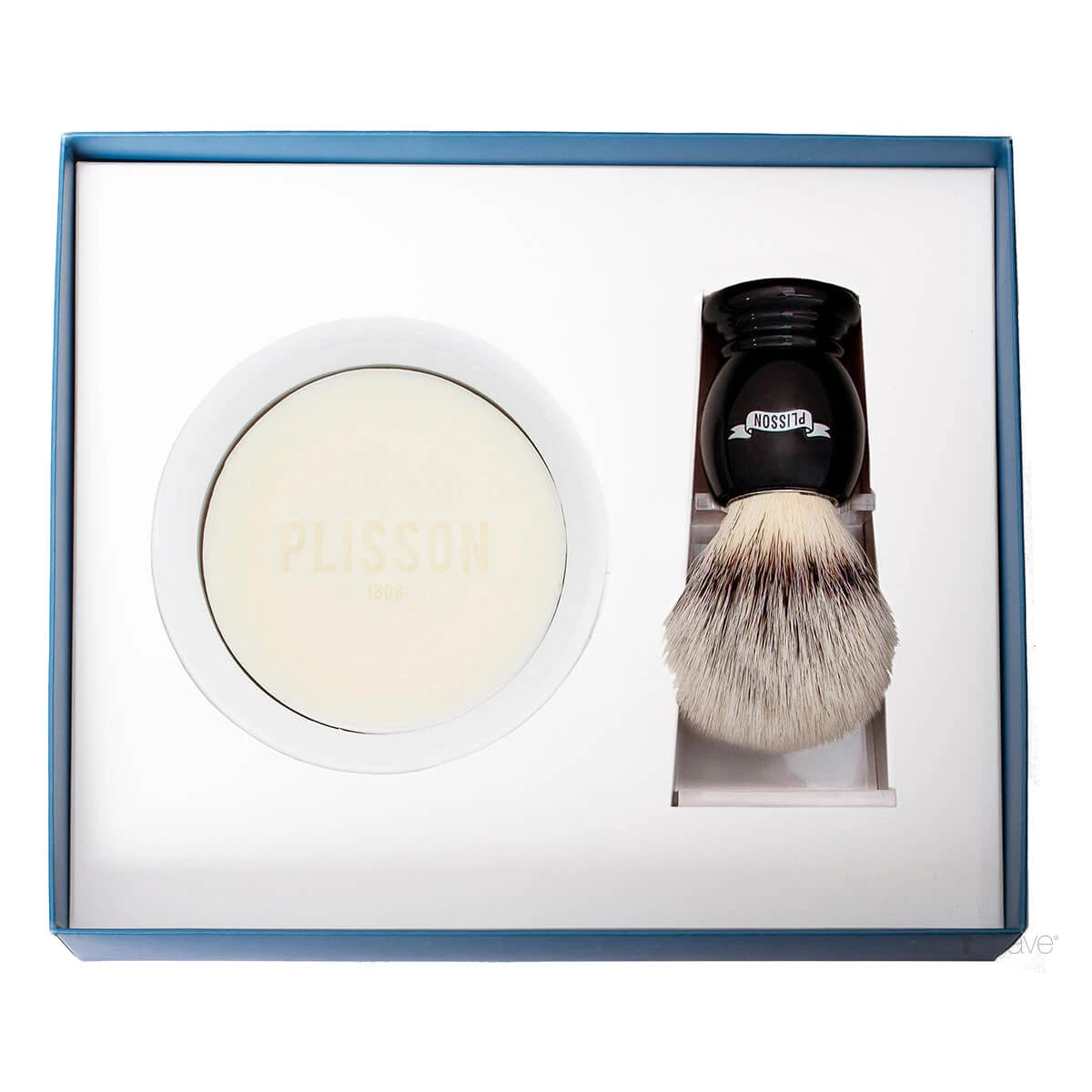 Plisson Starter Kit, High Mountain White Fibre & Shaving Bowl W/Soap-Barbersett-Plisson 1808-JK Shop